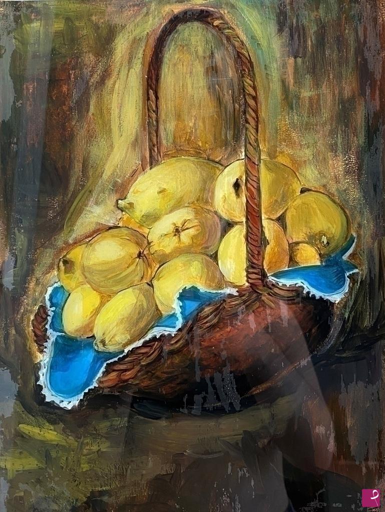 quadri in vendita online - Cesto di limoni