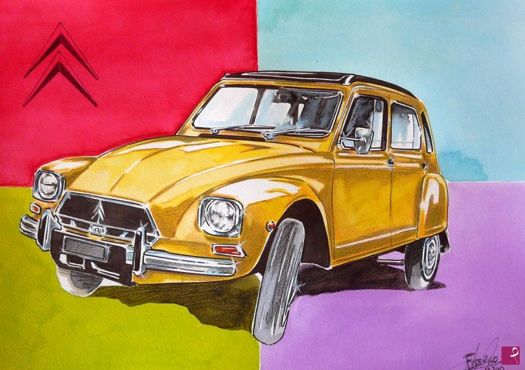 quadri in vendita online - CITROEN DYANE - POP ART