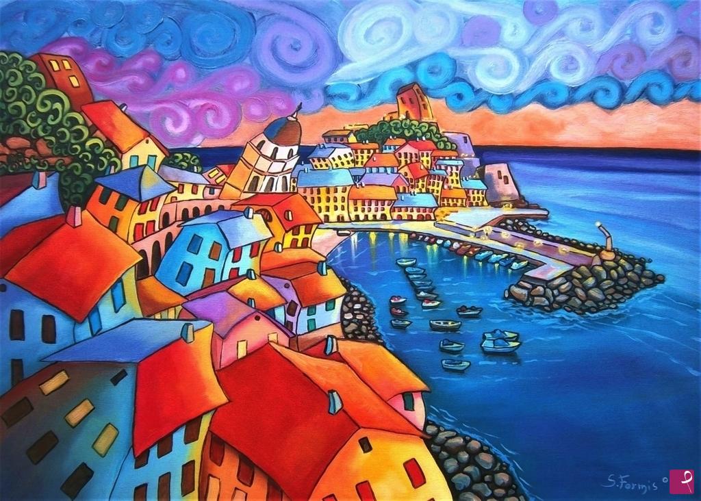 quadri in vendita online - Città mistica sul mare