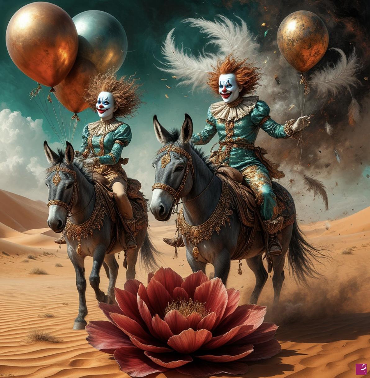quadri in vendita online - Clowns in the desert3