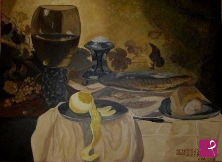 quadri in vendita online - "Colazione" (P.Claesz - 1646)