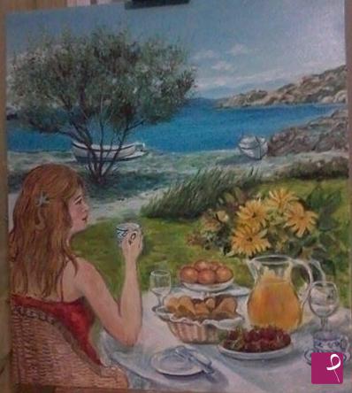 quadri in vendita online - colazione sul mare