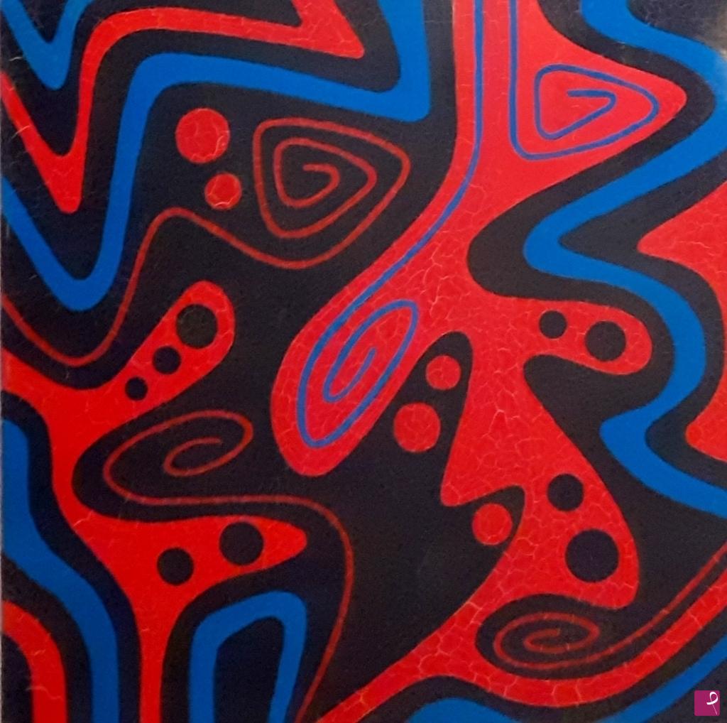 quadri in vendita online - Composizione astratta  in blu e rosso / Abstract composition in blue and red