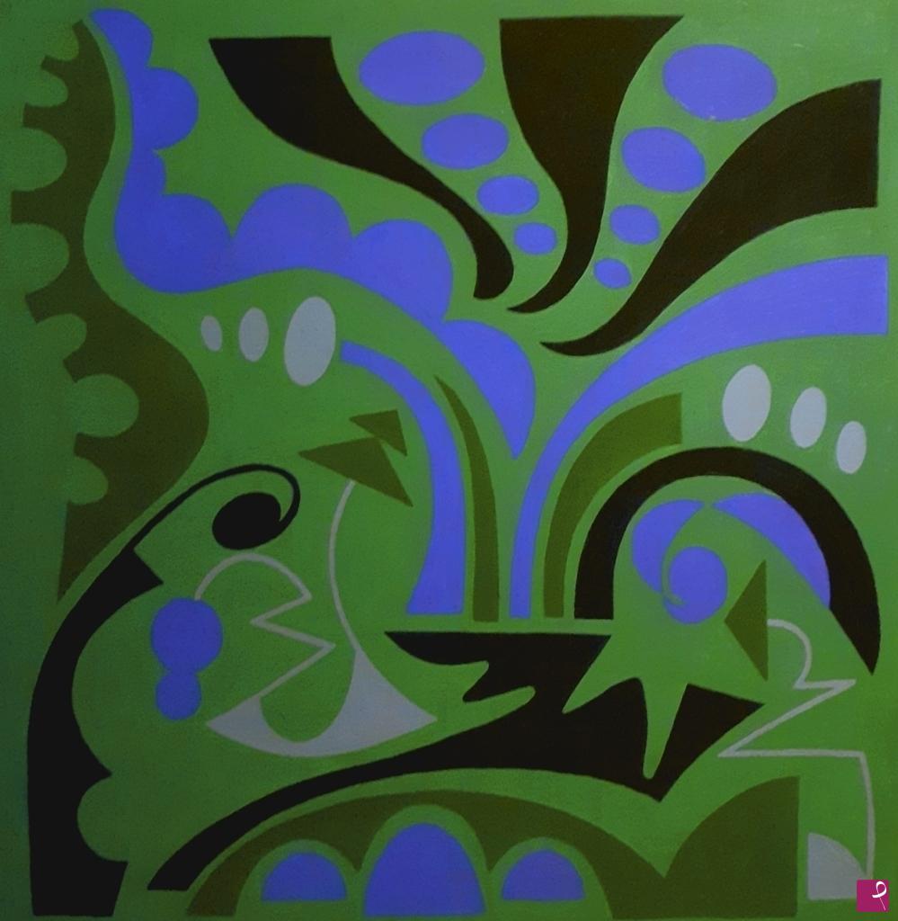 quadri in vendita online - Composizione astratta in verde / Abstract composition in green