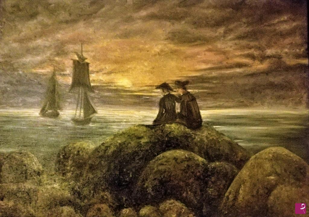quadri in vendita online - Contemplando la luna