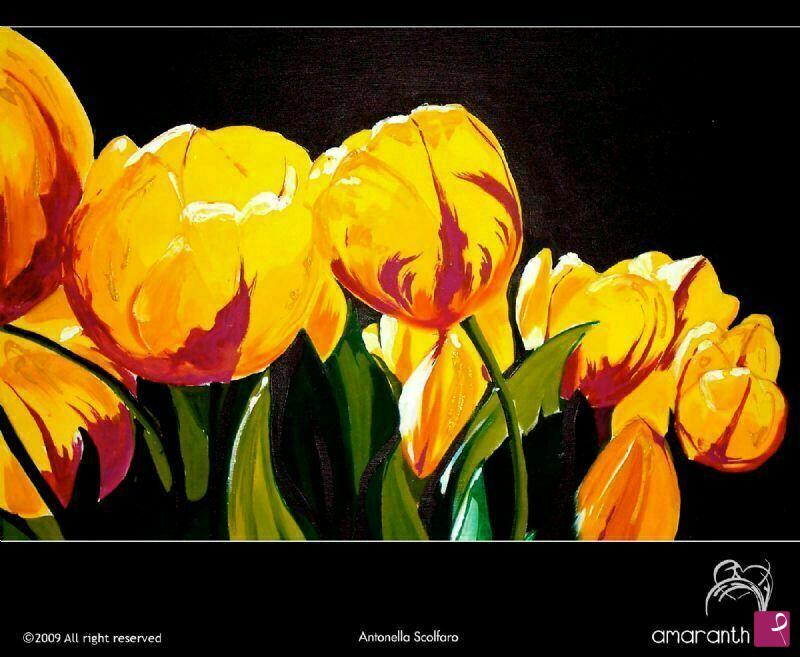 quadri in vendita online - contrasto di tulipani