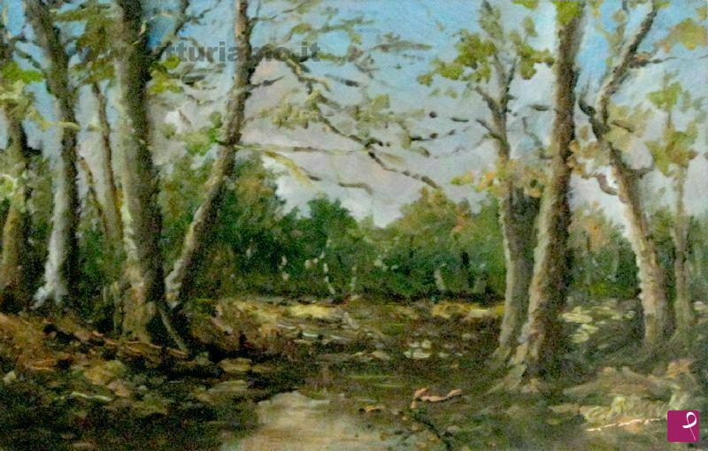 quadri in vendita online - corso d'acqua nel bosco
