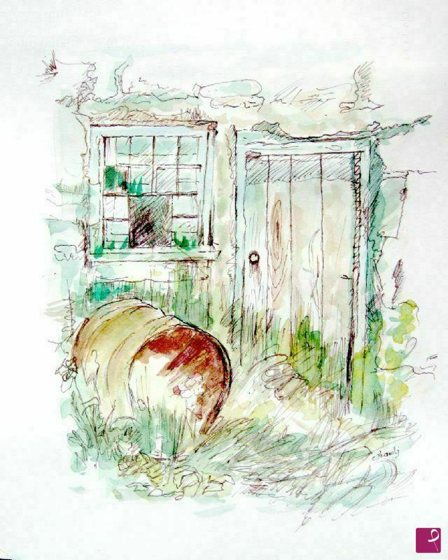 quadri in vendita online - cortile rustico