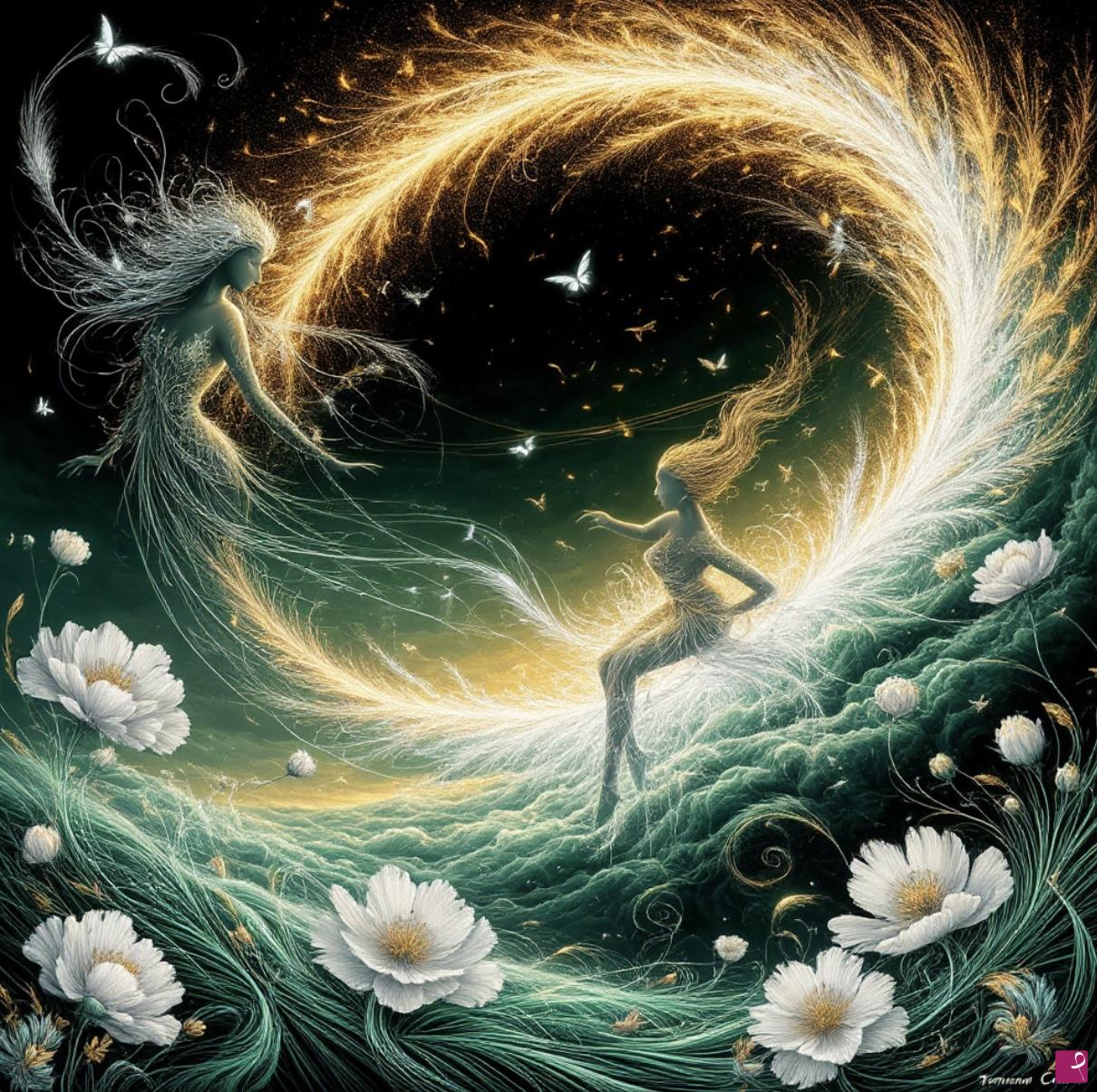 quadri in vendita online - Cosmos, two girls 