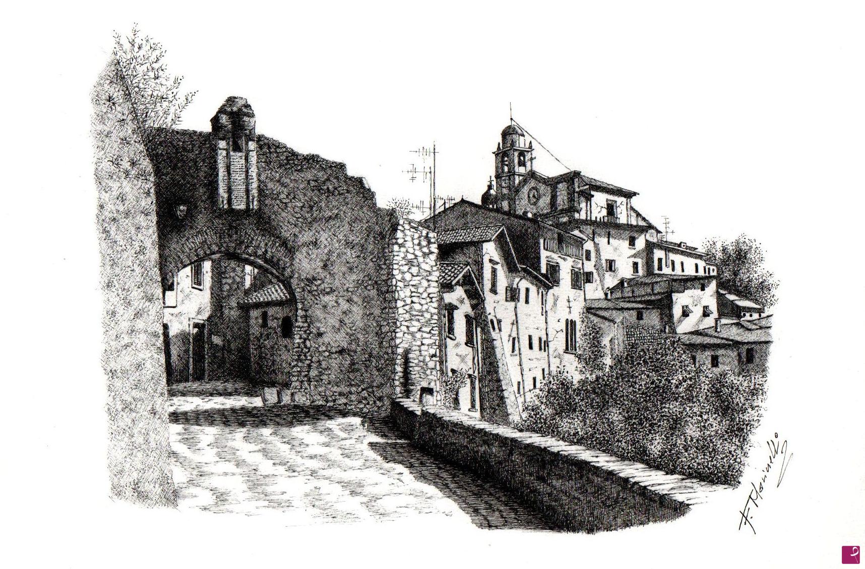 quadri in vendita online - Countryside village 