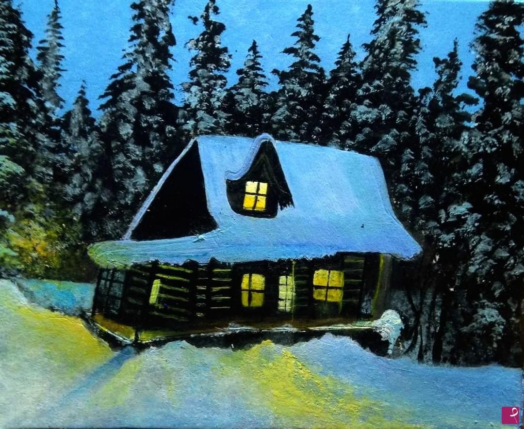 quadri in vendita online - Cozy Winter Cabin 