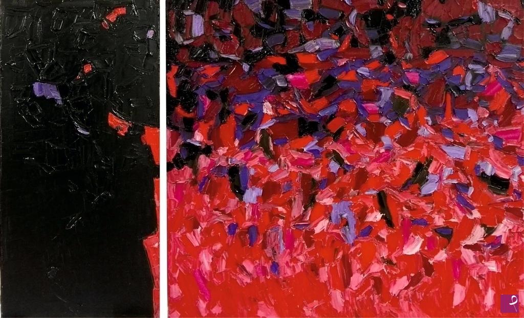 quadri in vendita online - Cromatico nero rosso - incendio