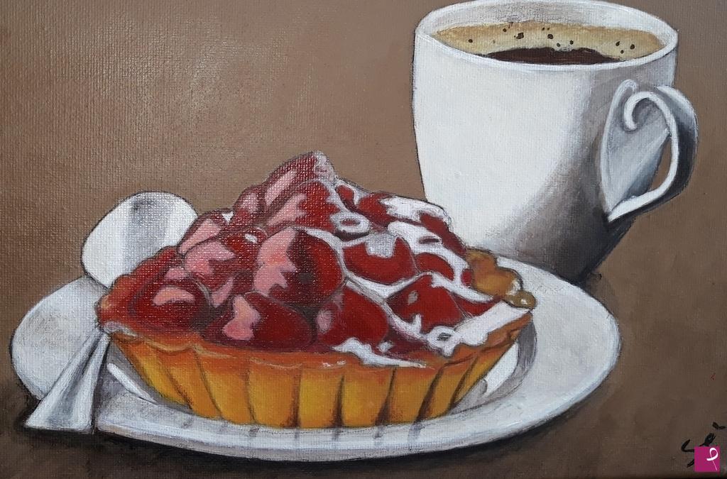 quadri in vendita online - Crostata e caffè