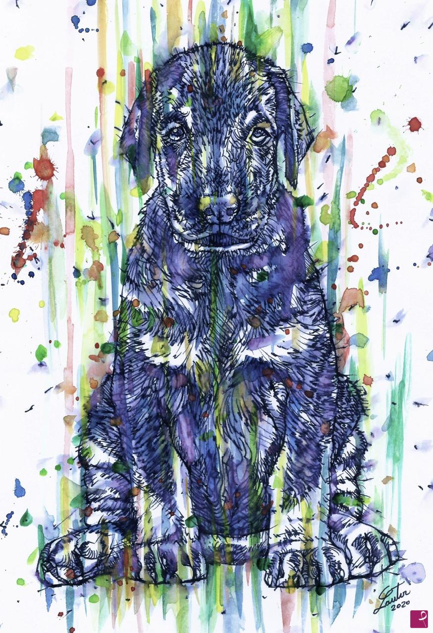 quadri in vendita online - CUCCIOLO DI DOBERMANN