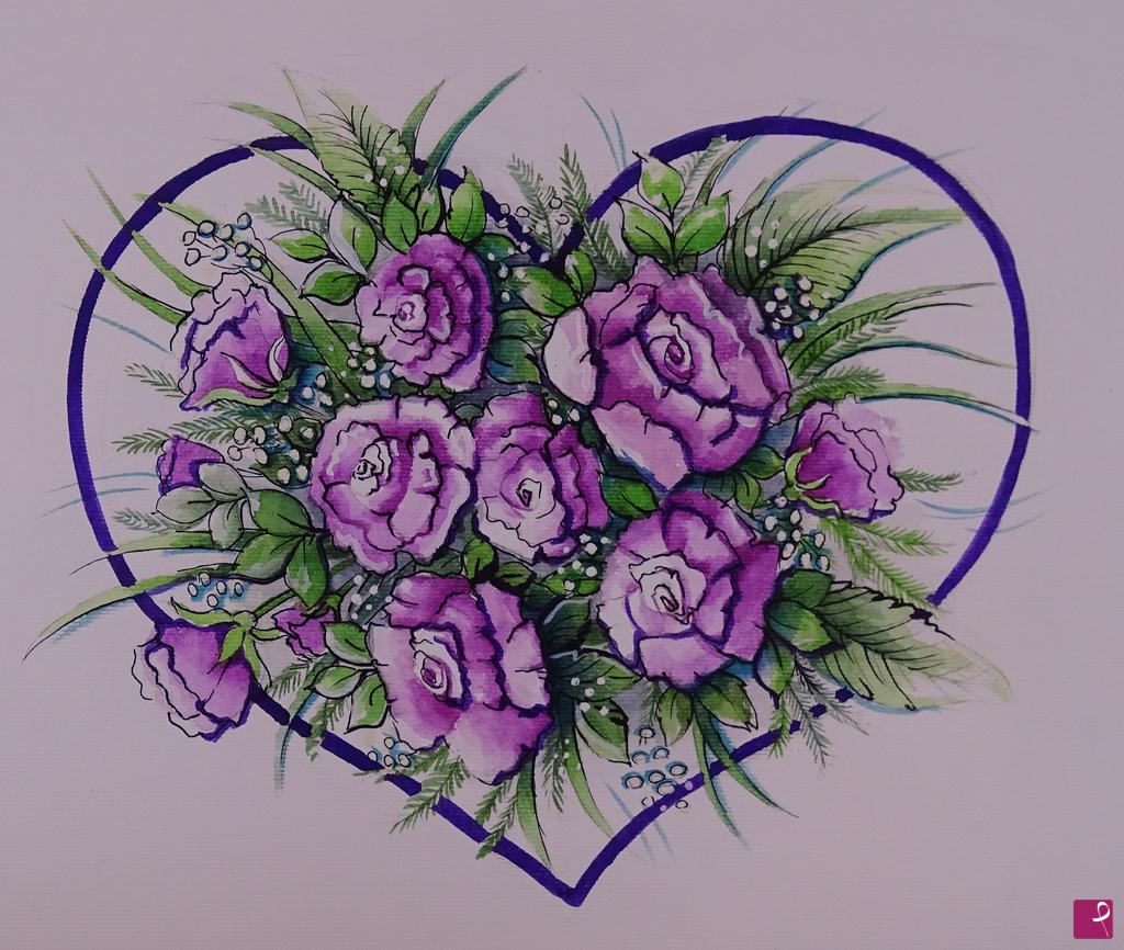 quadri in vendita online - CUORE DI ROSE 