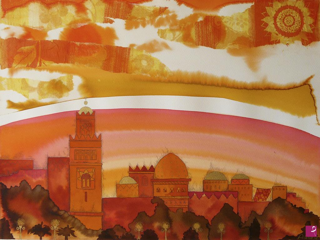 quadri in vendita online - Cupole al tramonto