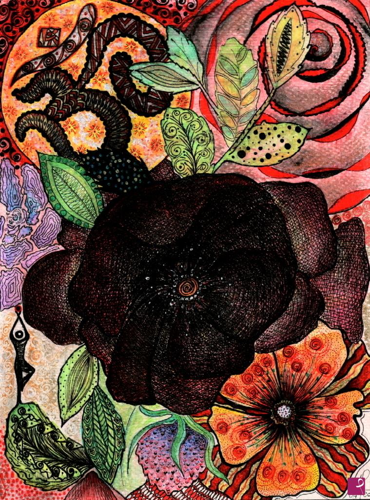 quadri in vendita online - Danshari - Black peony