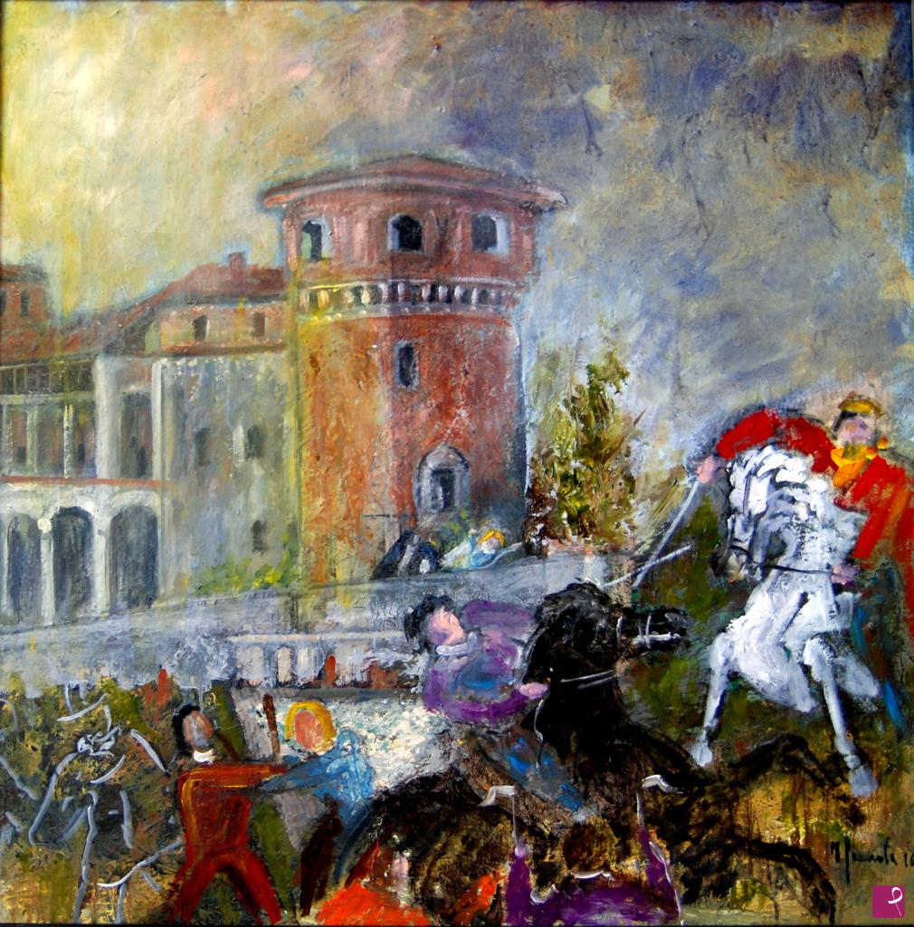 quadri in vendita online - Difesa del Castello di Ozegna