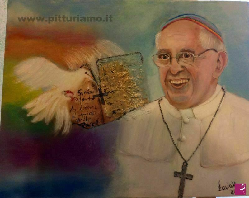 quadri in vendita online - Dipingere papa Francesco è una gioia