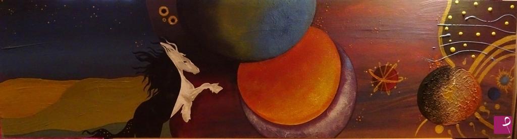 quadri in vendita online - Dipinto su compensato, "Universi", pittura acrilica