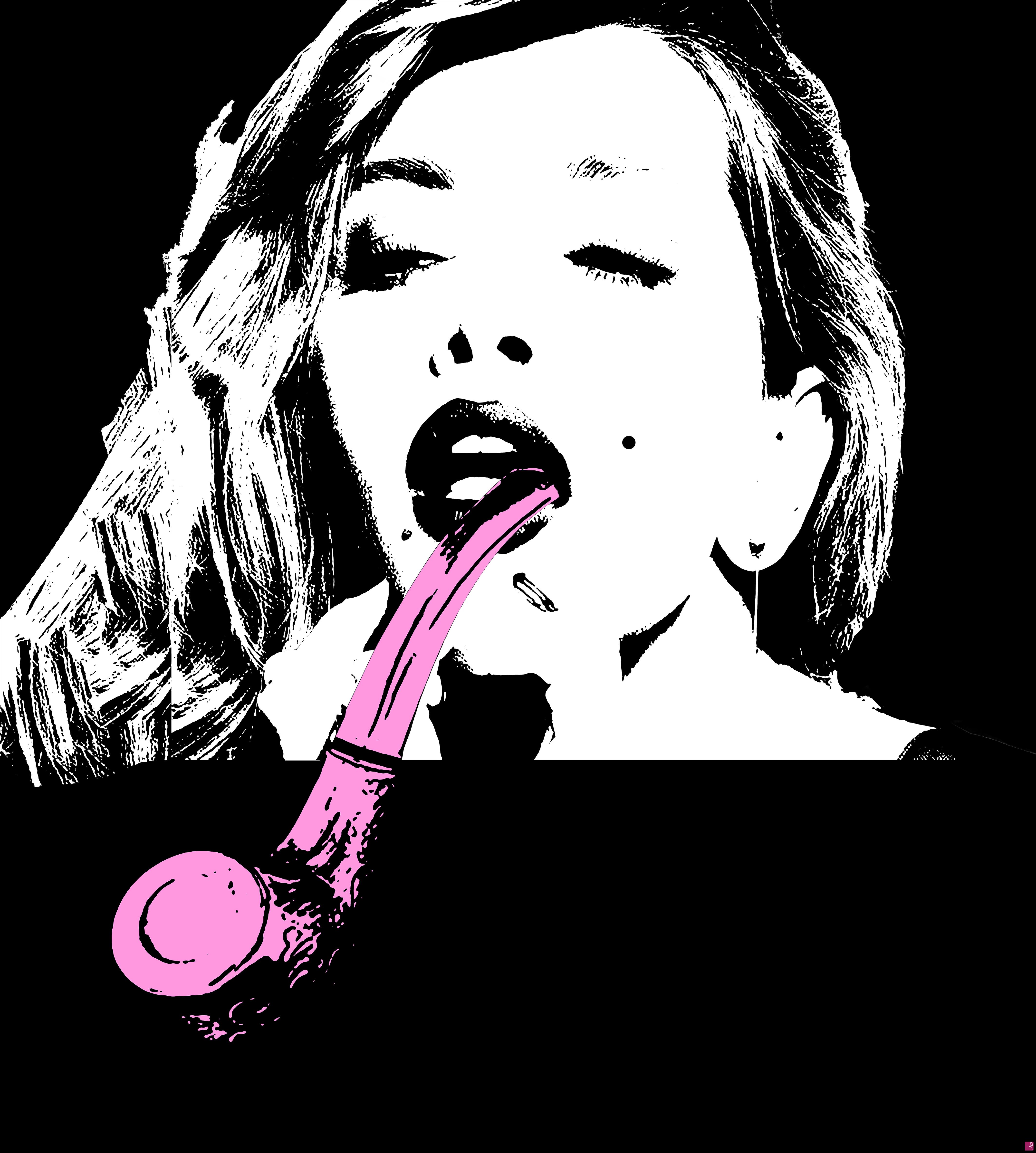 quadri in vendita online - Donna che fuma la Pipa (Versione Black) - Edizione Limitata a 200