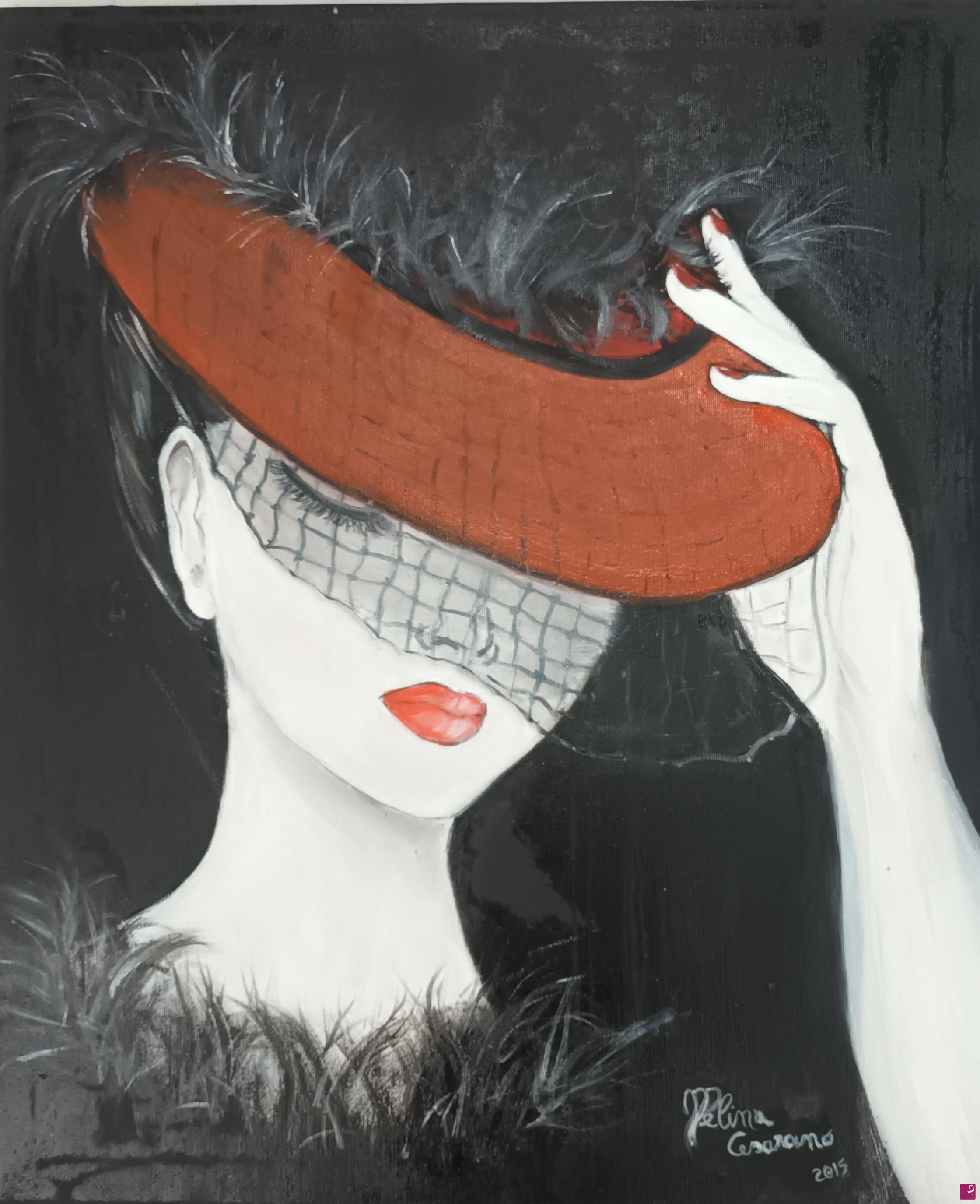 quadri in vendita online - Donna con il Cappello