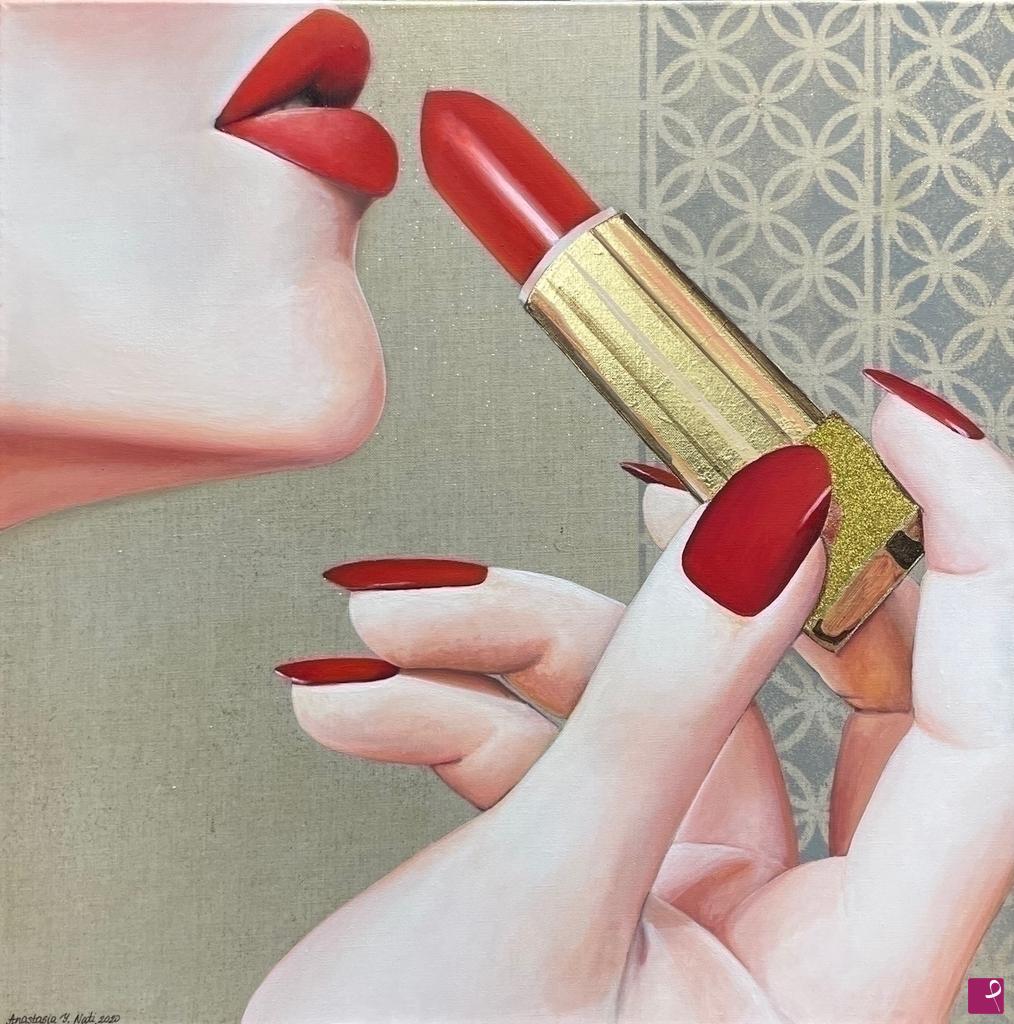quadri in vendita online - Donna con il rossetto
