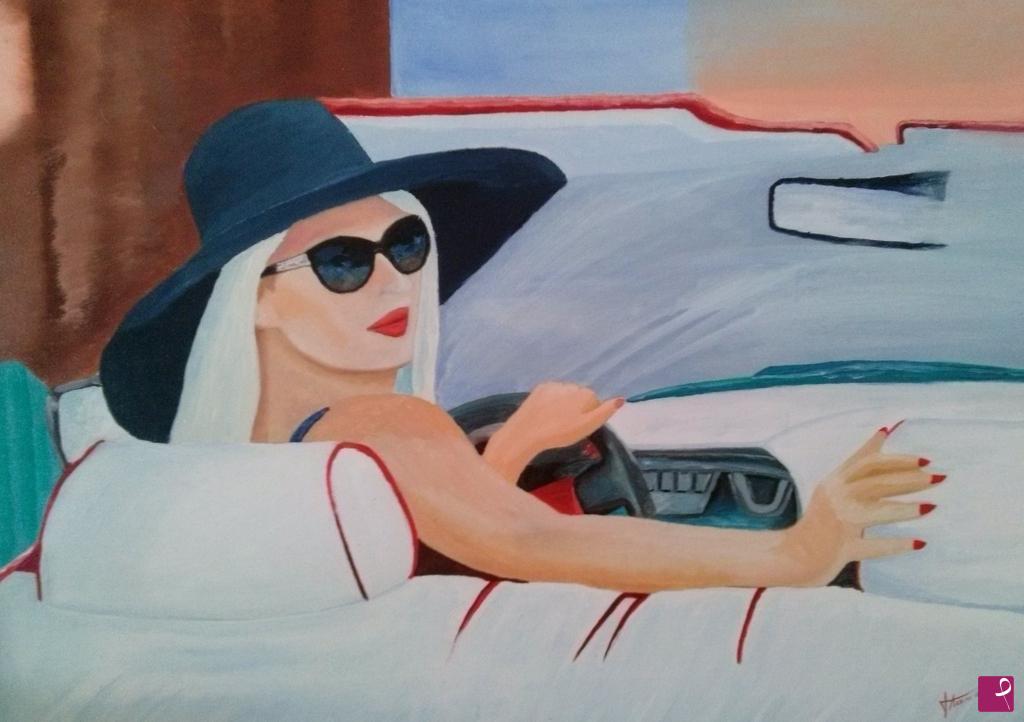 quadri in vendita online - DONNA IN AUTO