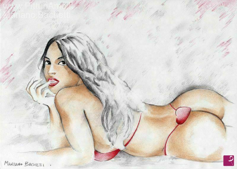 quadri in vendita online - Donna in Bikini Rosso