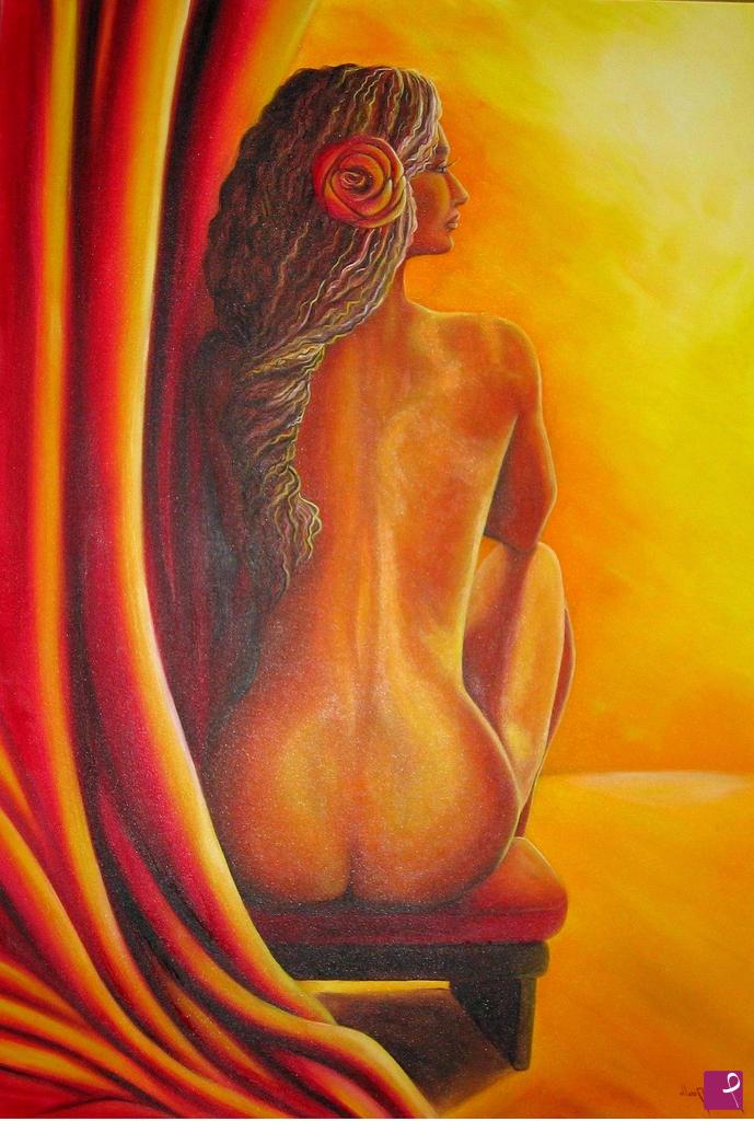 quadri in vendita online - Donna nuda di spalle