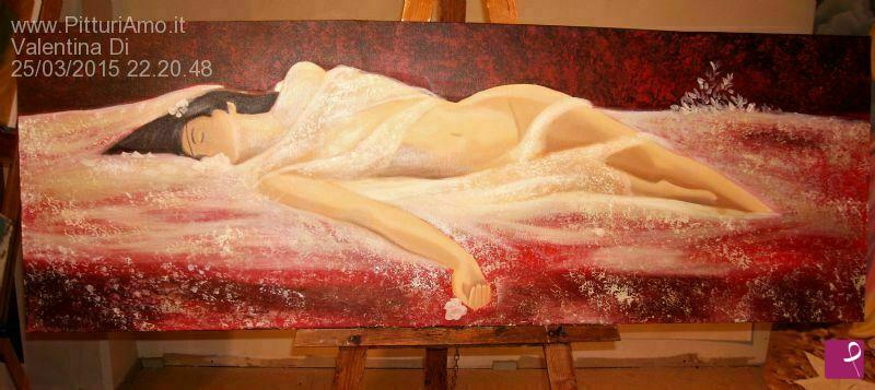 quadri in vendita online - Donna nuda sul letto