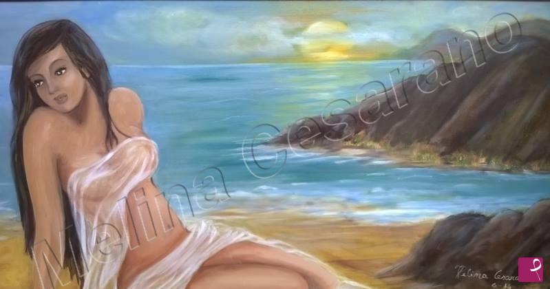 quadri in vendita online - Donna sulla spiaggia