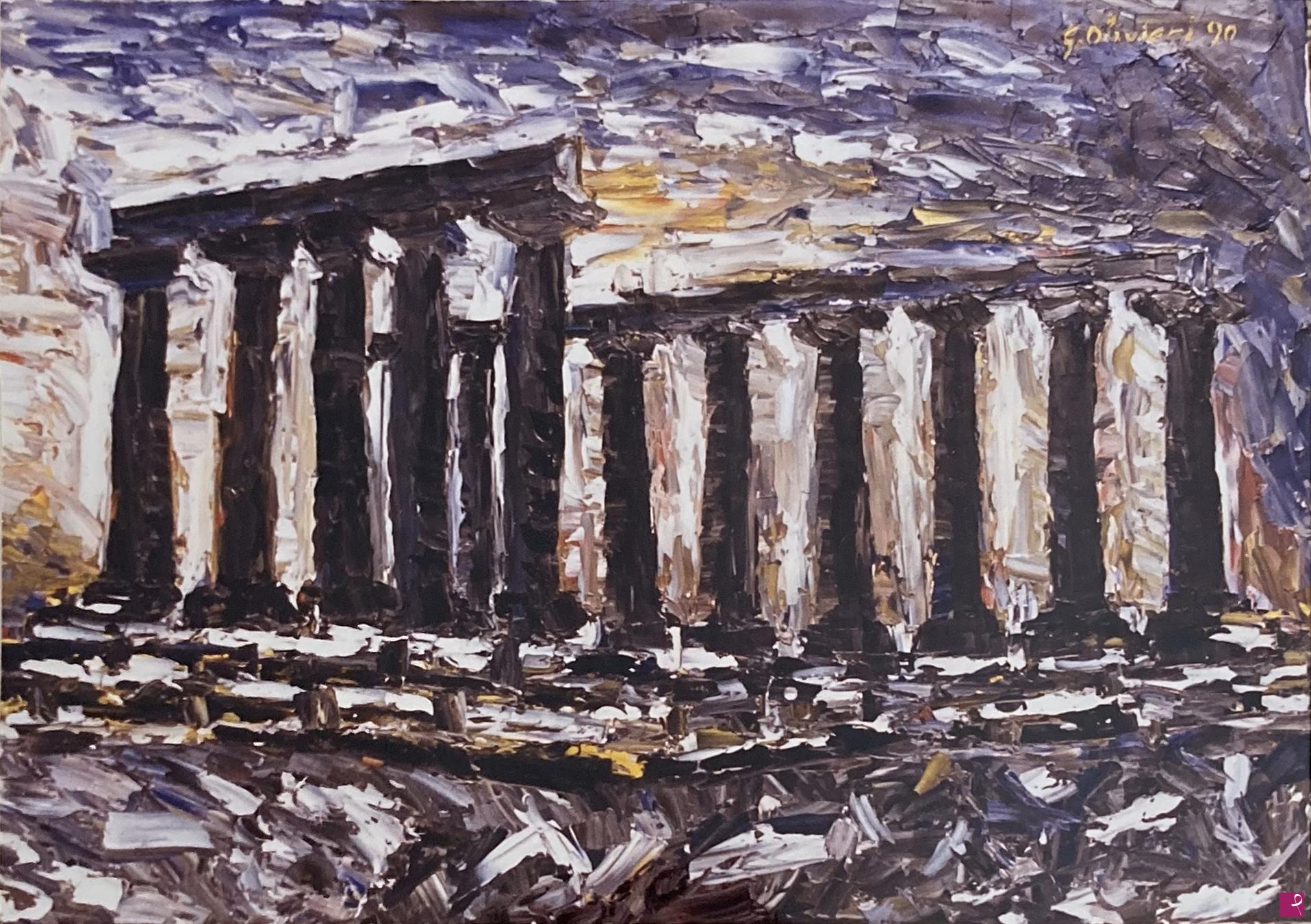 quadri in vendita online - E' NOTTE AL TEMPIO DI PITAGORA A METAPONTO - 1990