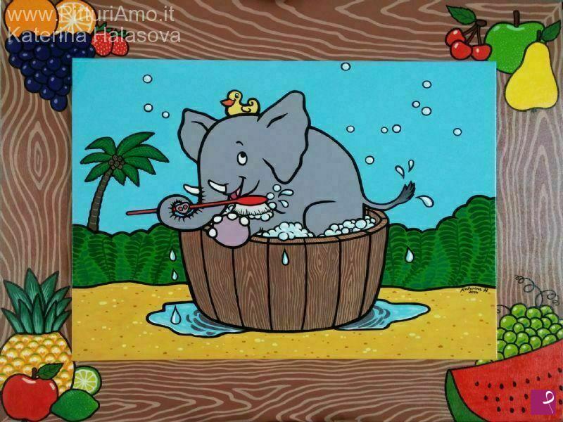 quadri in vendita online - Elefante tra le bollicine