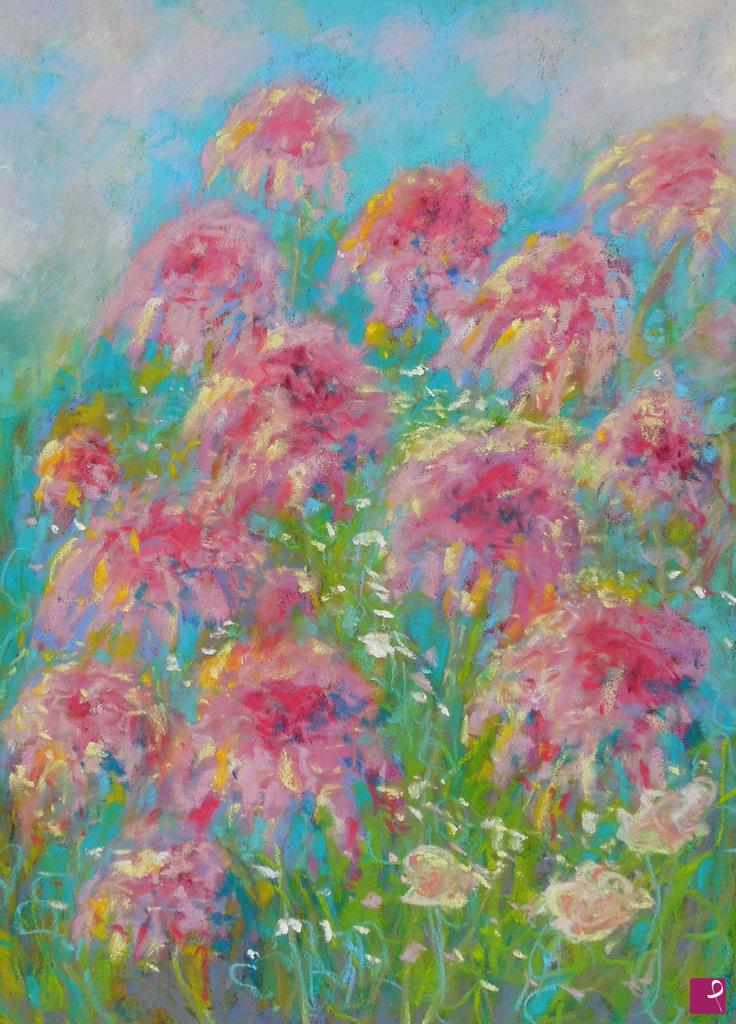 quadri in vendita online - Equinacea rosa in giardino - 217