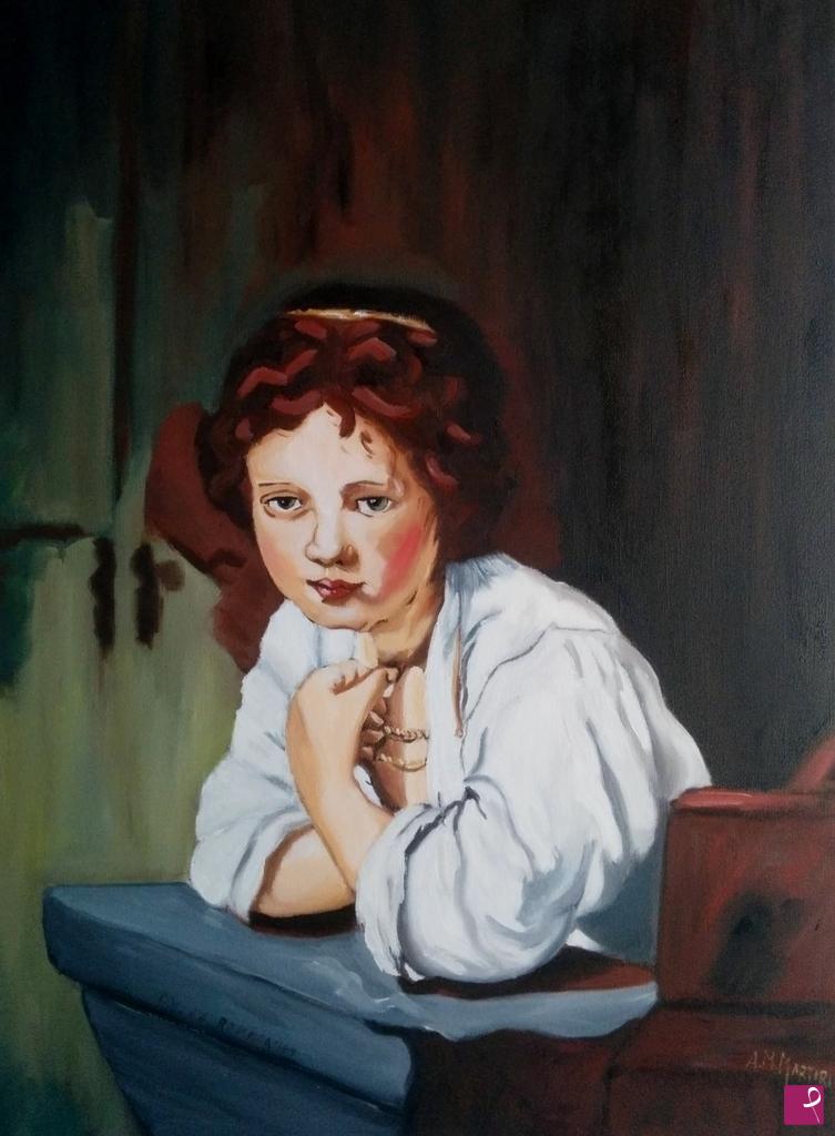 quadri in vendita online - Fanciulla alla finestra(Copia di Rembrandt)