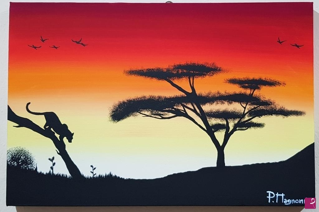 quadri in vendita online - Felino al tramonto