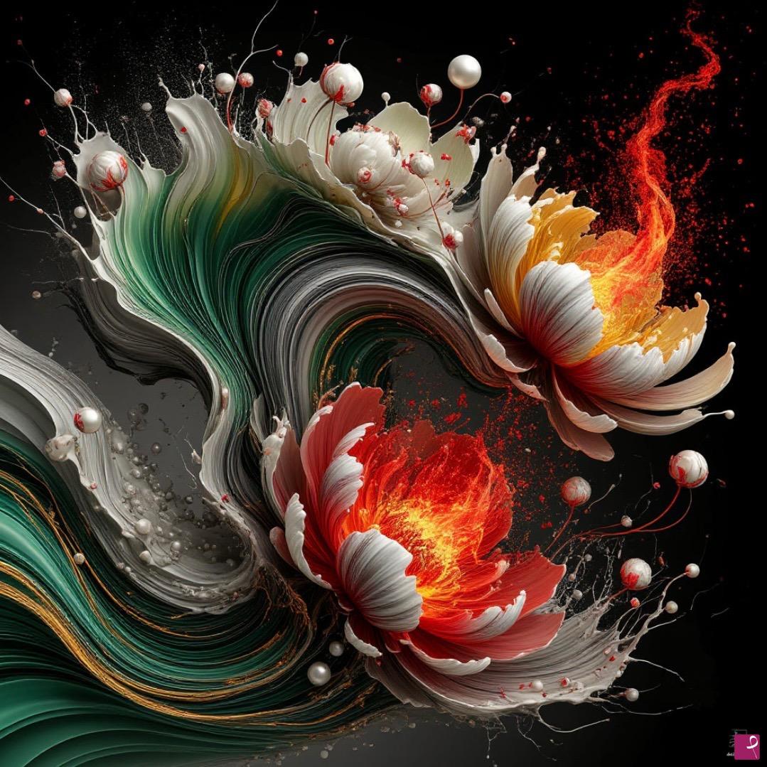 quadri in vendita online - Fiery Flowers