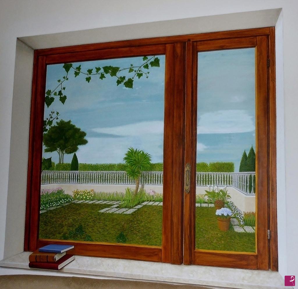 quadri in vendita online - Finestra su giardino
