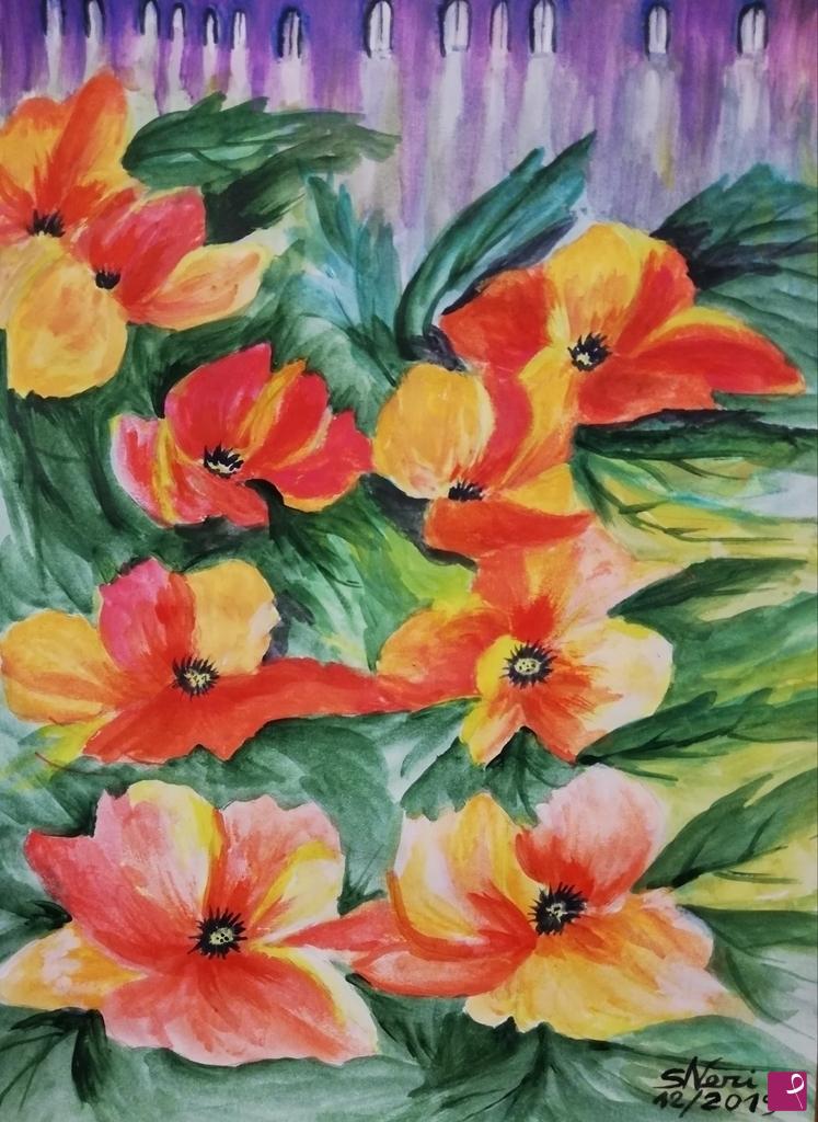 quadri in vendita online - Fiori al tramonto
