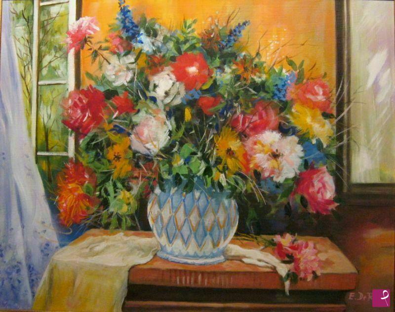 quadri in vendita online - Fiori alla finestra