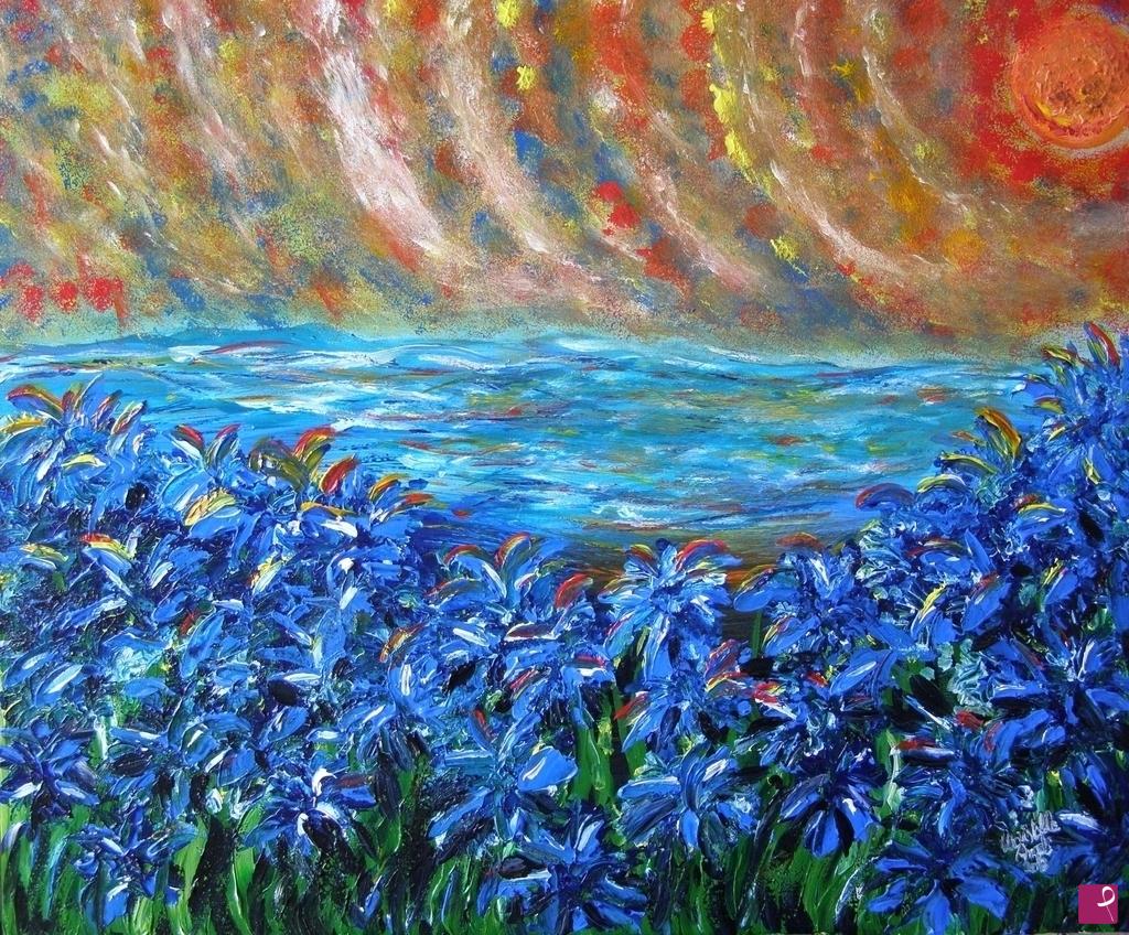 quadri in vendita online - "Fiori azzurri"