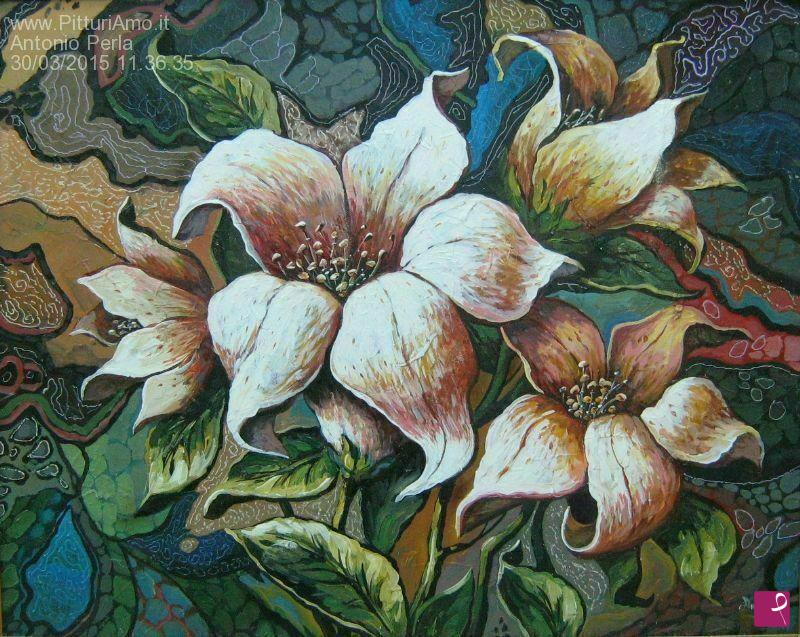 quadri in vendita online - Fiori bianchi