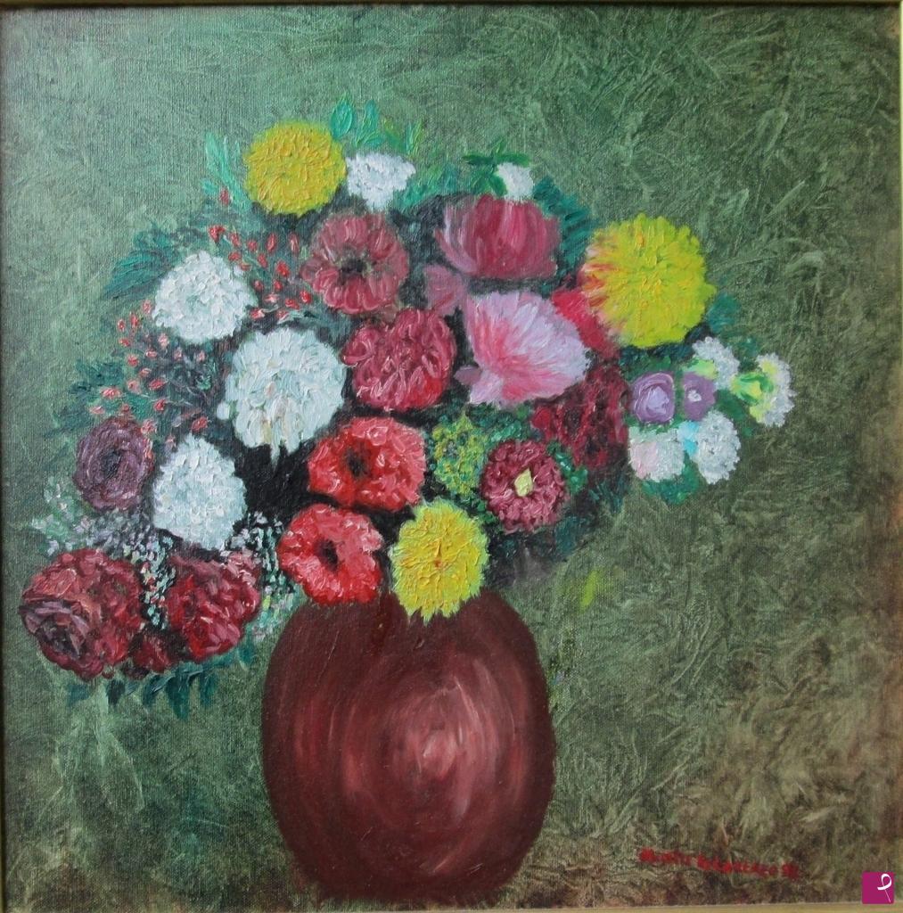 quadri in vendita online - Fiori con vaso  anno 1998