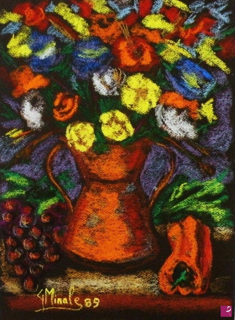 quadri in vendita online - FIORI DI CAMPO DENTRO LA CONCA 