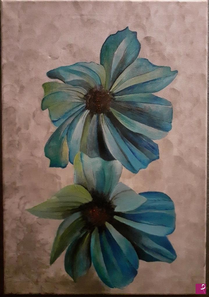 quadri in vendita online - Fiori dipinti di blue