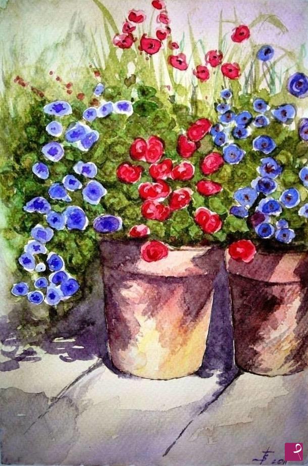 quadri in vendita online - fiori in terrazza - Magalì