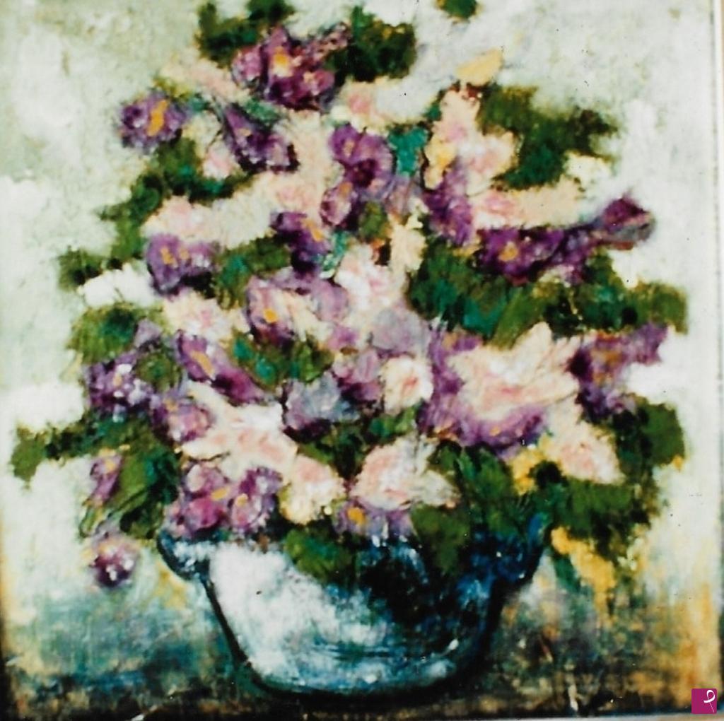 quadri in vendita online - Fiori viola e bianchi