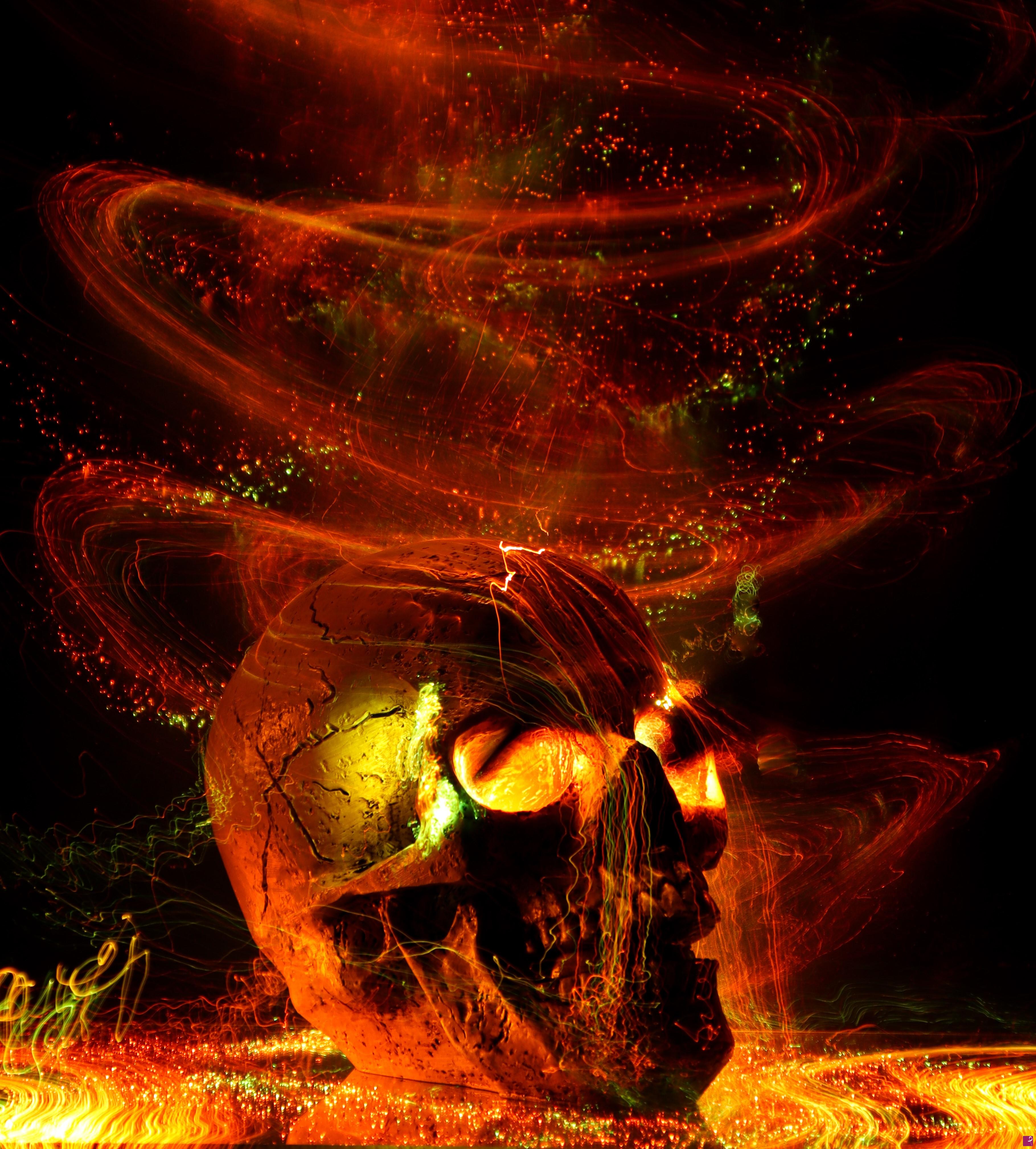 quadri in vendita online - Flaming Skull
