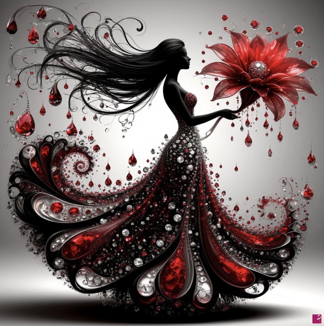 quadri in vendita online - Flower and woman 